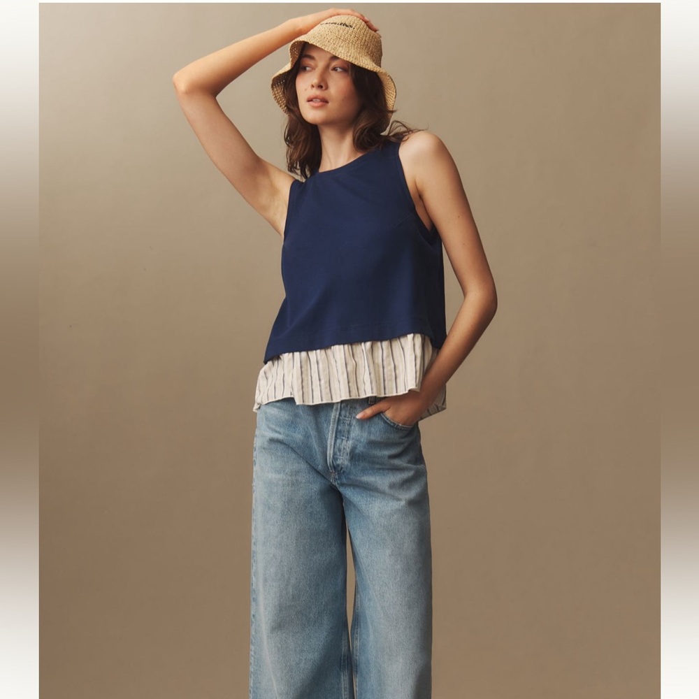 Anthropologie Open-Back Twofer Tank – Navy – XS (NWT)